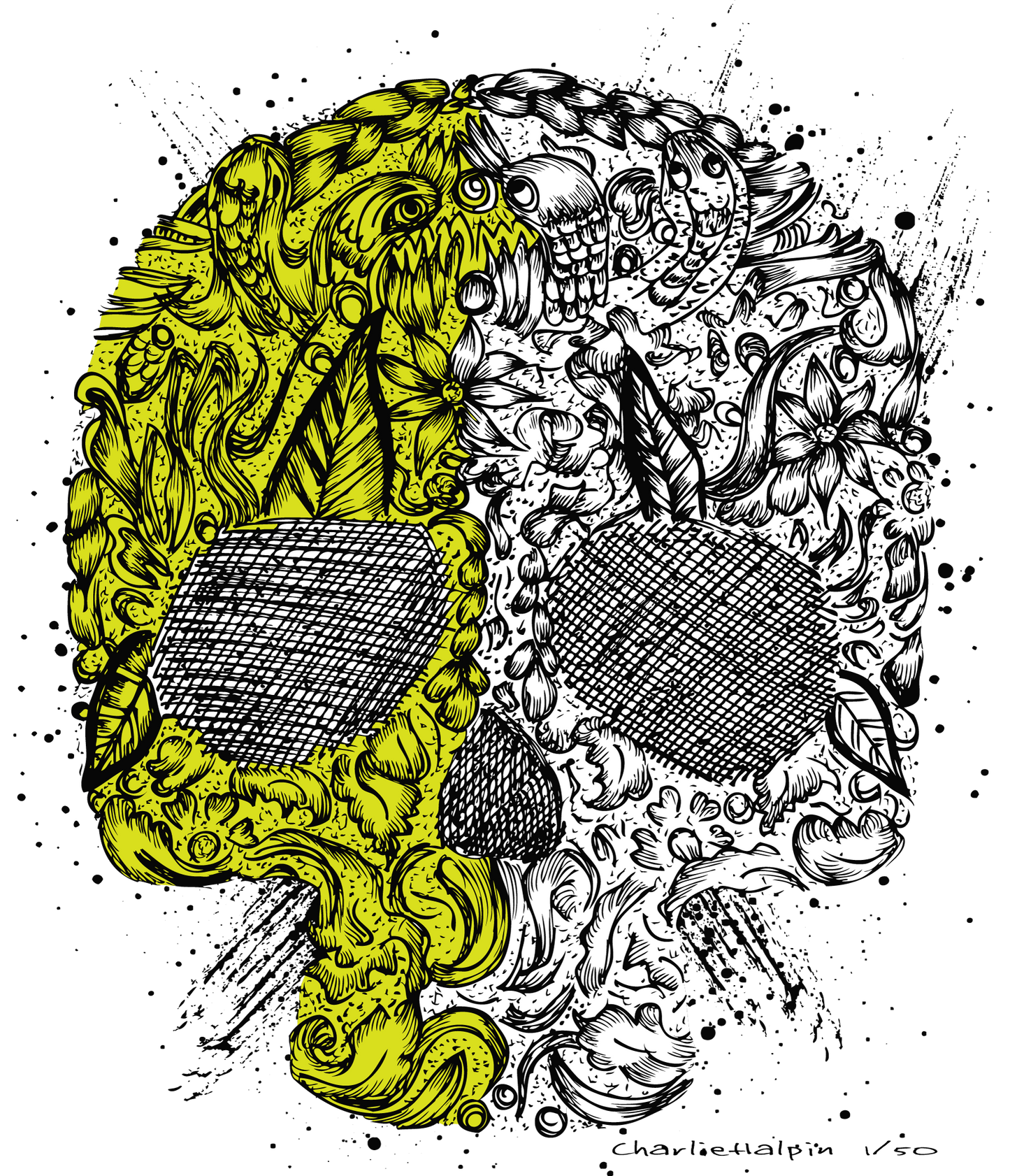 Skull #121 bt the Artist Charlie Halpin